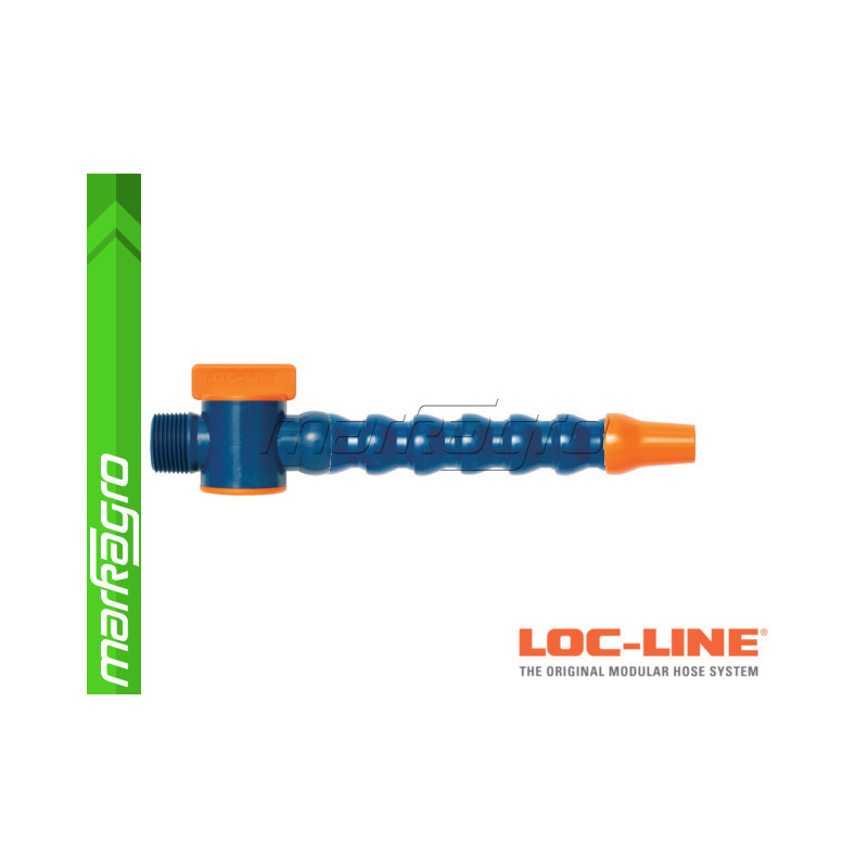 Chladící hadice s kruhovou tryskou Ø 5/8" (~15,9 mm) s vnějším závitem NPT 3/4" s ventilem, délka 400 mm - LOC-LINE (P2401Z)