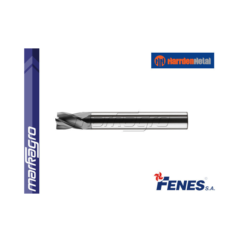 Stopková fréza čelní válcová 3-břitá, dlouhá s válcovou stopkou, univerzální DIN6527-A L, VHM TiAlN - 3 mm - FENES