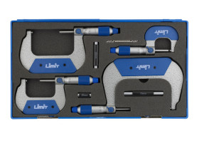 Sada 4 ks mikrometrů s kontrolní tyčinkou a nastavovácím klíčem (9538-2008)