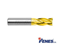 Stopková fréza čelní válcová 4-břitá, krátká s válcovou stopkou DIN844-A K-N, HSS TiN Golden Line  6MM - FENES