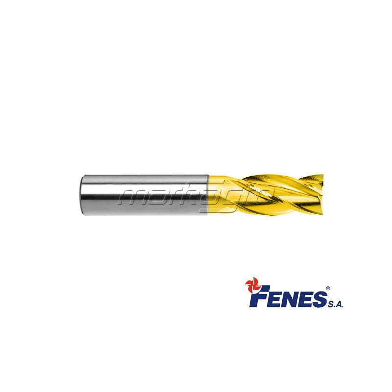 Stopková fréza čelní válcová 4-břitá, krátká s válcovou stopkou DIN844-A K-N, HSS TiN Golden Line  6 mm