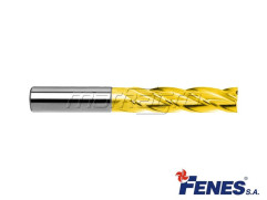 Stopková fréza čelní válcová 4-břitá, dlouhá s válcovou stopkou DIN844-A L-M-N, HSS-E TiN Golden Line - 6MM - FENES