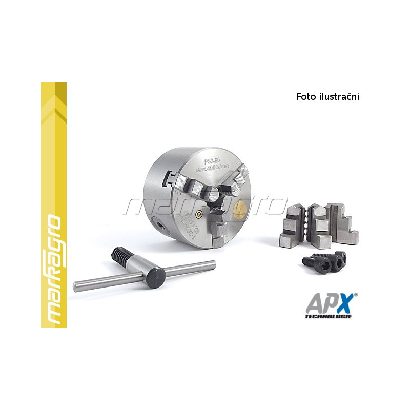 Soustružnické tříčelisťové sklíčidlo samocentrující, litinové - 160 mm (APX3204)