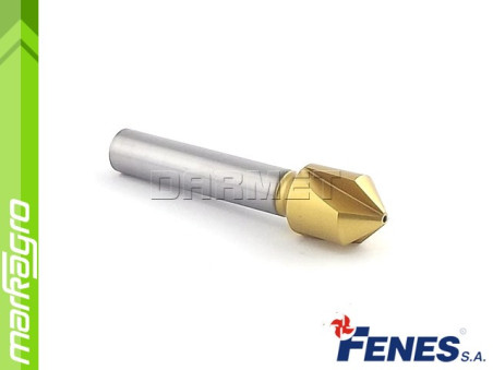 Záhlubník kuželový 3-břitý 90° s válcovou stopkou, DIN335-C HSS TiN Golden Line - 20,5 mm (FENES)
