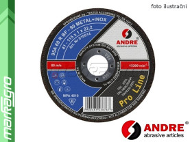 Řezný kotouč plochý PRO-LINE, verze metal+inox, TYP 41 - 115 mm x 1 mm x 22,2 mm - ANDRE (010014)