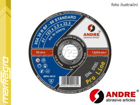 Řezný kotouč plochý - 125 mm x 3 mm x 22,2 mm, PRO-LINE verze STANDARD, TYP 41 - ANDRE (020029)