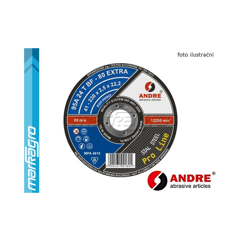 Řezný kotouč plochý - 230 mm x 2 mm x 22,2 mm, PRO-LINE verze EXTRA, TYP 41 - ANDRE (020056) Řezný kotouč plochý - 230 mm x 2 mm x 22,2 mm, PRO-LINE verze EXTRA, TYP 41 - ANDRE (020056)