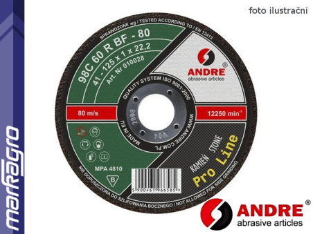 Řezný kotouč plochý - 125 mm x 1 mm x 22,2 mm, PRO-LINE verze STONE, TYP 41 - ANDRE (010028)