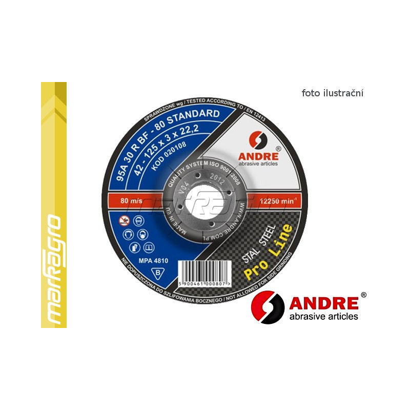 Řezný kotouč vypouklý - 230 mm x 3 mm x 22,2 mm, PRO-LINE verze STANDARD, TYP 42 - ANDRE (020150) Řezný kotouč vypouklý - 230 mm x 3 mm x 22,2 mm, PRO-LINE verze STANDARD, TYP 42 - ANDRE (020150)