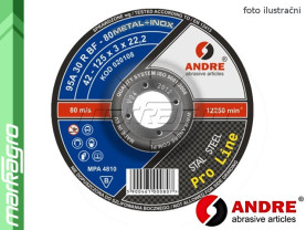 Řezný kotouč vypouklý - 125 mm x 0,8 mm x 22,2 mm, PRO-LINE verze METAL+INOX, TYP 42 - ANDRE (010003)
