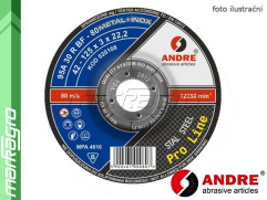 Řezný kotouč vypouklý - 230 mm x 2 mm x 22,2 mm, PRO-LINE verze METAL+INOX, TYP 42 - ANDRE (010062)
