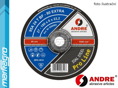 Brusný kotouč vypouklý - 150 mm x 6 mm x 22,2 mm, PRO-LINE verze EXTRA, TYP 27 - ANDRE (050061)