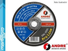 Brusný kotouč vypouklý - 230 mm x 6 mm x 22,2 mm, PRO-LINE verze EXTRA, TYP 27 - ANDRE (050134)