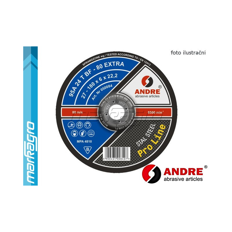 Brusný kotouč vypouklý - 230 mm x 8 mm x 22,2 mm, PRO-LINE verze EXTRA, TYP 27 - ANDRE (050151) Brusný kotouč vypouklý - 230 mm x 8 mm x 22,2 mm, PRO-LINE verze EXTRA, TYP 27 - ANDRE (050151)