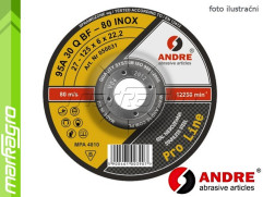 Brusný kotouč vypouklý - 230 mm x 6 mm x 22,2 mm, PRO-LINE verze INOX, TYP 27 - ANDRE (050135)