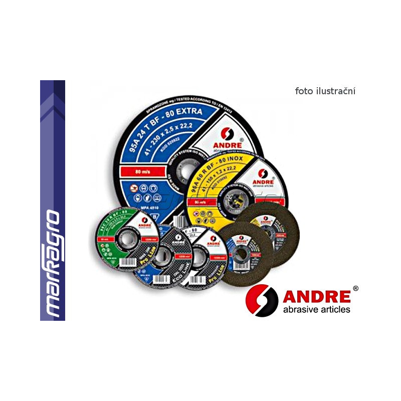 Brusný kotouč vypouklý - 180 mm x 8 mm x 22,2 mm, PRO-LINE verze STONE, TYP 27 - ANDRE (050106)