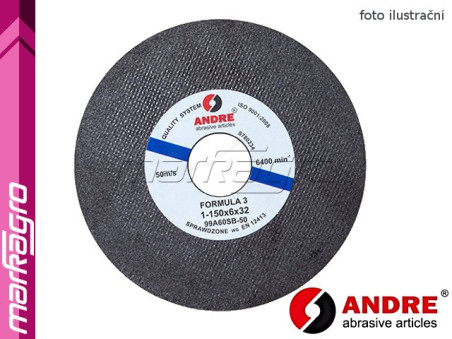 Brusný kotouč plochý - 150 mm x 8 mm x 32 mm, s pryskyřičným pojivem, TYP 1 - ANDRE (120130)