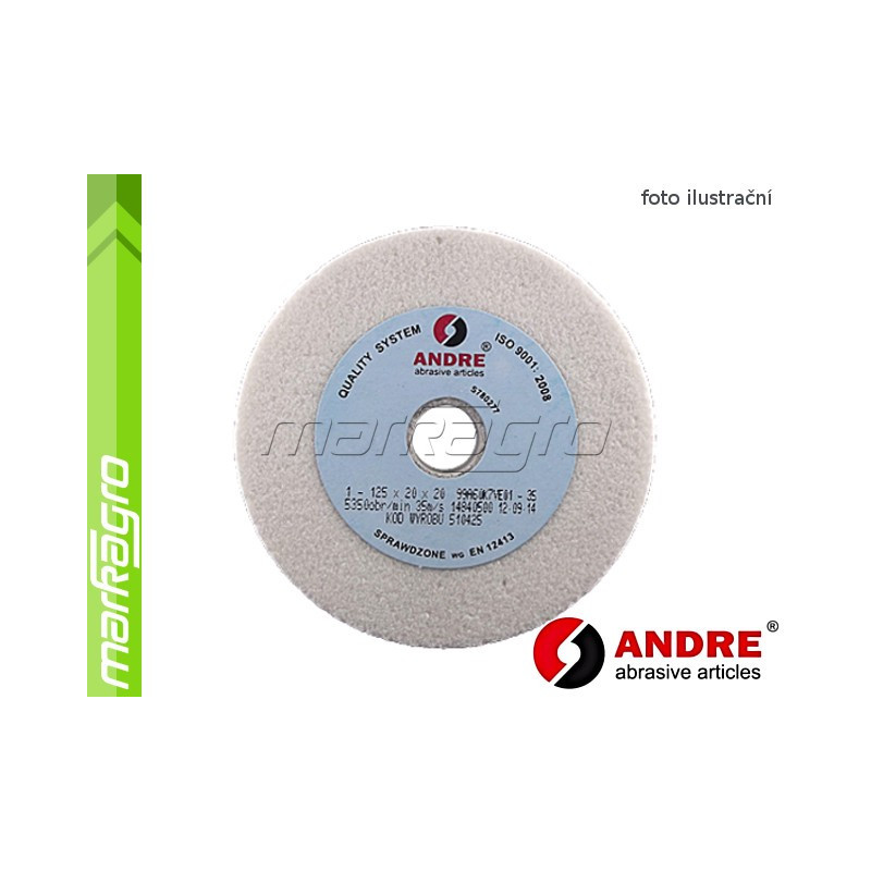 Brusný kotouč plochý - 125 mm x 13 mm x 20 mm, s keramickým pojivem, TYP 1 - ANDRE (510317)
