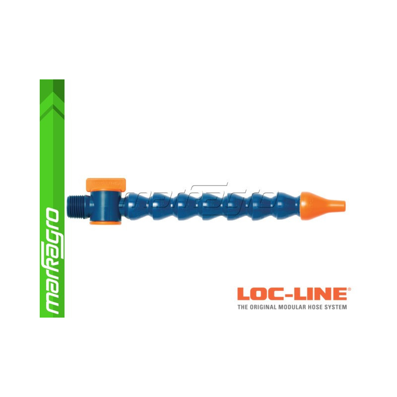 Chladící hadice s kruhovou tryskou Ø 1/4" (~6.4 mm) s vnějším závitem NPT 3/8" s ventilem, délka 600 mm - LOC-LINE (P1601Z)